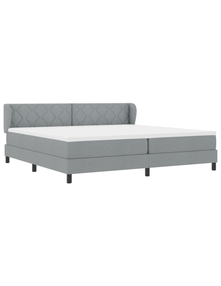 Letto Box Spring con Materasso Grigio Chiaro 200x200 cm Tessuto