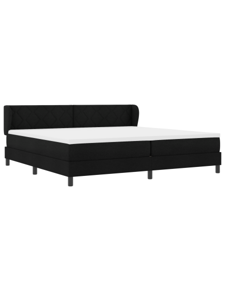 Letto Box Spring Nero con Materasso , 200x200 cm, Tessuto