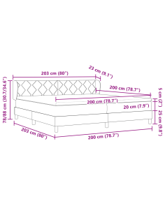 Letto a molle con materasso Blu 200 x 200 cm Tessuto