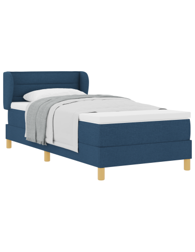 Letto a molle con materasso Blu 90 x 200 cm Tessuto