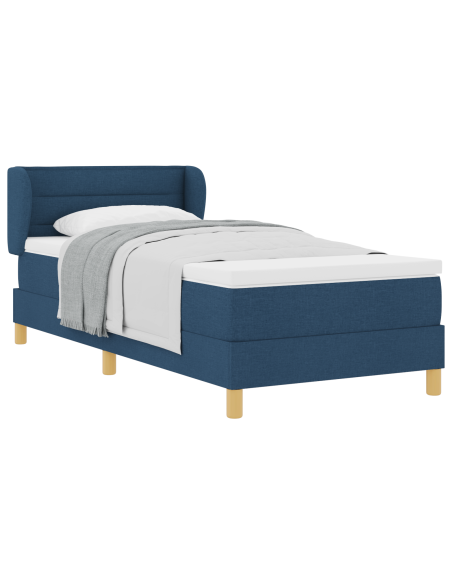 Letto Box Spring con Materasso Blu 90x200 cm Tessuto