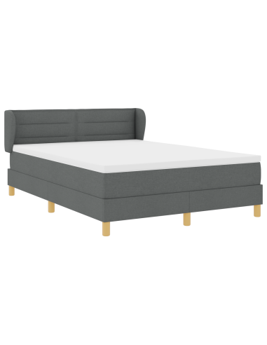 Letto a molle con materasso Grigio scuro 140 x 190 cm Tessuto