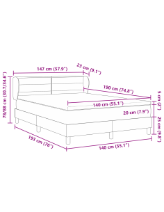 Letto a molle con materasso Talpa 140 x 190 cm Tessuto