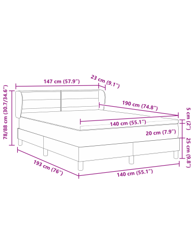 Letto a molle con materasso Talpa 140 x 190 cm Tessuto