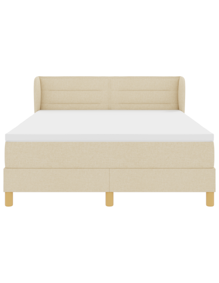 Letto Box Spring con Materasso Crema 140x200 cm Tessuto