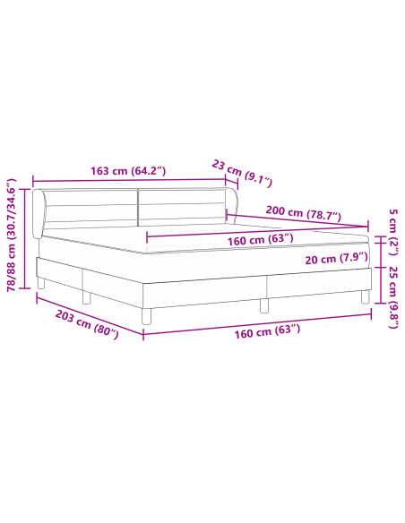 Letto a molle con materasso Grigio chiaro 160 x 200 cm Tessuto