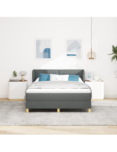 Letto a molle con materasso Grigio scuro 160 x 200 cm Tessuto