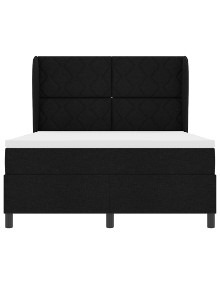 Letto a Molle con Materasso  in Nero, 160x200 cm in Tessuto
