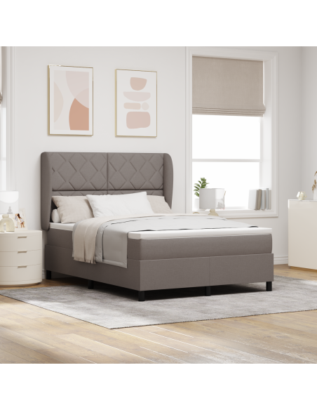 Letto con rete a doghe e materasso in tortora, 160x200 cm in tessuto