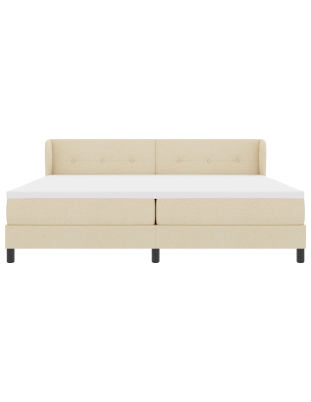 Letto a molle con materasso Crema 200 x 200 cm Tessuto