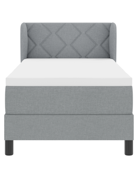 Letto Box Spring con Materasso Grigio Chiaro 80x200 cm Tessuto