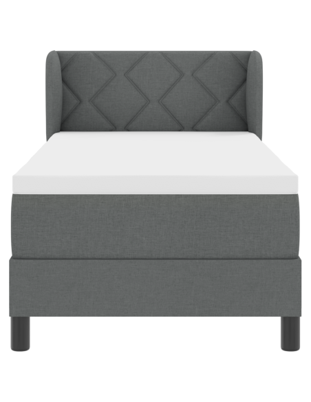 Letto a molle con materasso  Grigio scuro 80x200 cm Tessuto