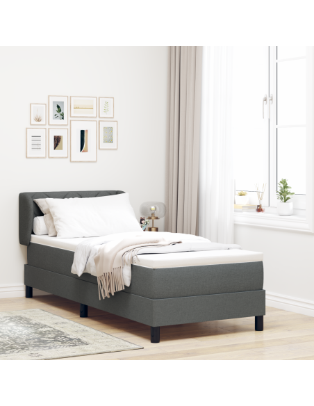Letto a molle con materasso  Grigio scuro 80x200 cm Tessuto