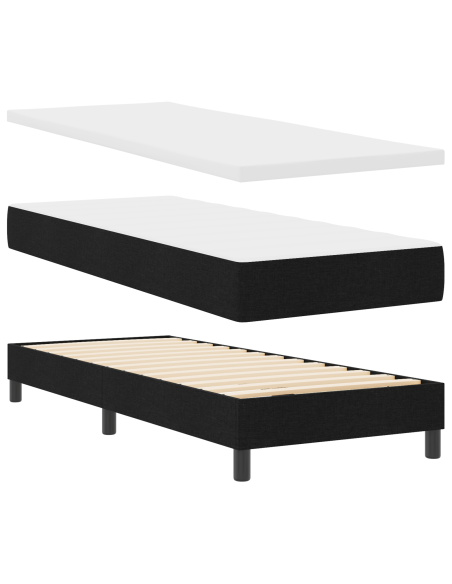 Letto a Box con Materasso Nero 80x200 cm Tessuto