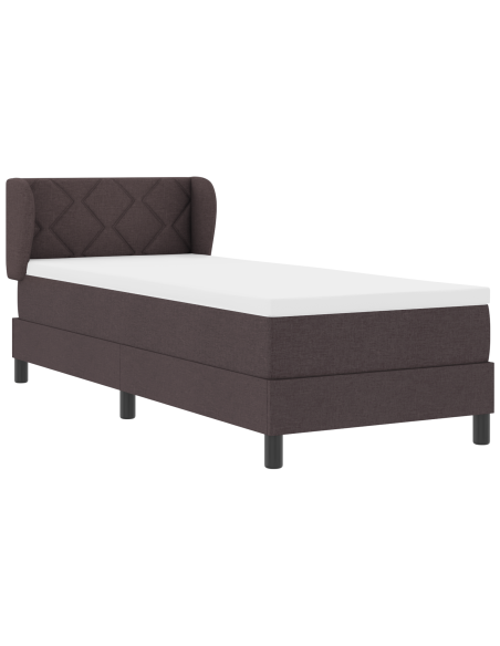 Letto a molle con materasso Marrone Scuro 80 x 200 cm Tessuto