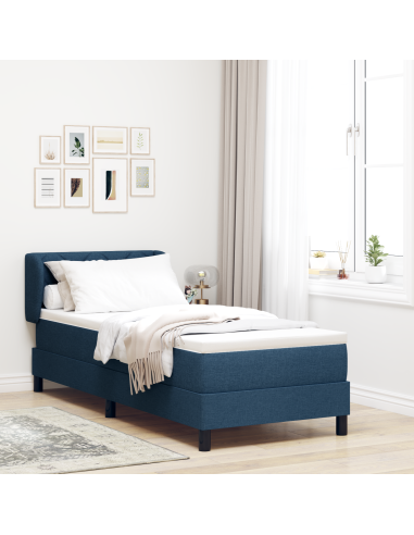 Letto a molle con materasso Blu 80 x 200 cm Tessuto