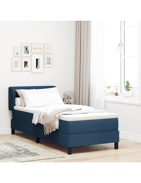 Letto a Box con Materasso Blu 80x200 cm in Tessuto