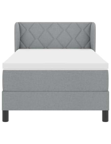 Letto Box Spring con Materasso Grigio Chiaro 90x190 cm Tessuto