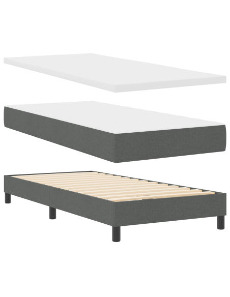 lettino box spring con materasso  grigio scuro 90x190 cm in tessuto