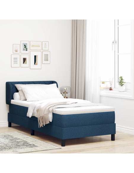 Letto a molle con materasso Blu 90 x 190 cm Tessuto