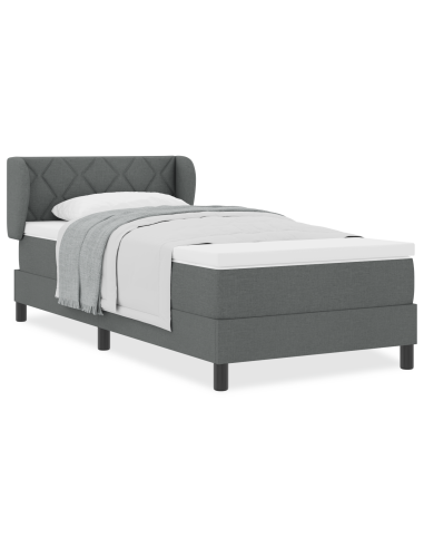 Letto a molle con materasso Grigio scuro 90 x 200 cm Tessuto