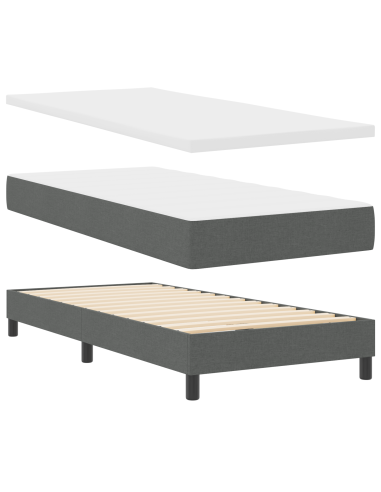 Letto a molle con materasso Grigio scuro 90 x 200 cm Tessuto
