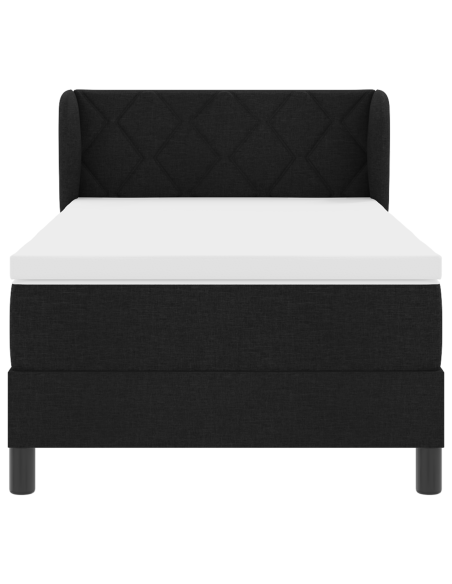 Letto Box Spring con Materasso Nero 90x200 cm Tessuto