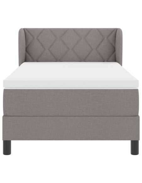 Letto con Rete a Molla e Materasso in Tortora, 90x200 cm Tessuto