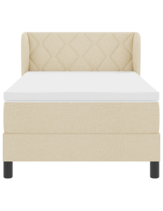 Letto a molle con materasso Crema 100 x 200 cm Tessuto 2