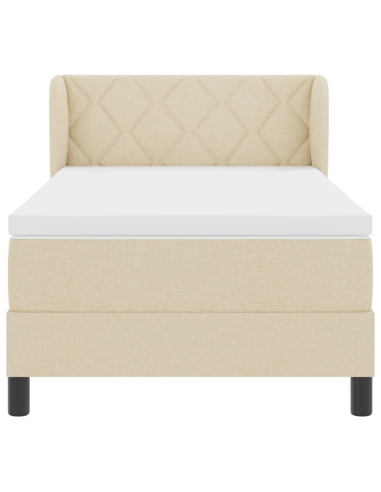 Letto a molle con materasso Crema 100 x 200 cm Tessuto