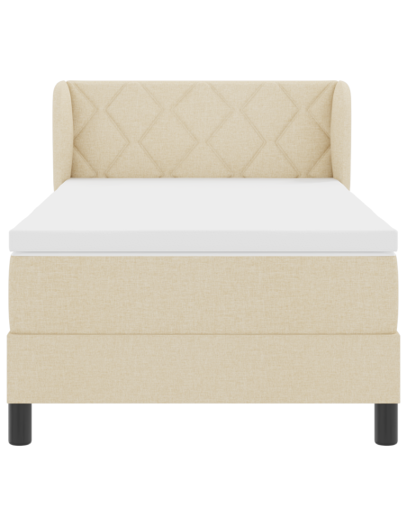 Letto Box Spring con Materasso Crema 100x200 cm Tessuto
