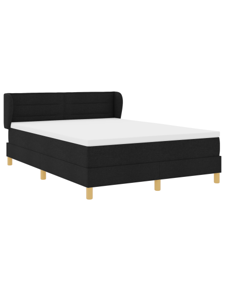 Letto con Rete a Molle e Materasso - Nero, 160x200 cm, Tessuto