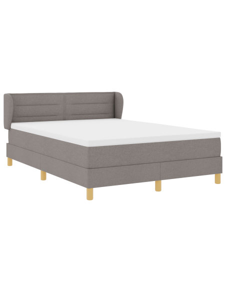 Letto Box Spring con Materasso in Tortora, 160x200 cm, Tessuto