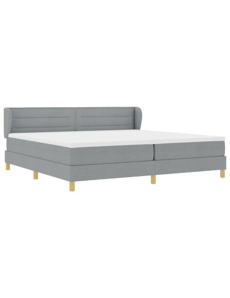 Letto con Box Spring e Materasso - Grigio Chiaro, 200x200 cm, Tessuto