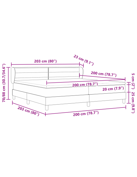Letto a molle con materasso Crema 200 x 200 cm Tessuto