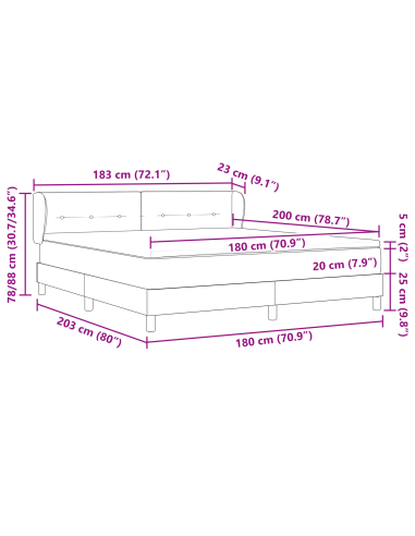 Letto a molle con materasso Blu 180 x 200 cm Tessuto