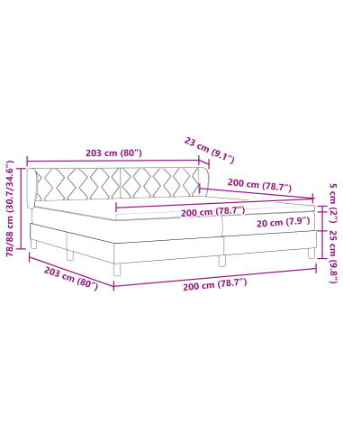 Letto a molle con materasso Marrone Scuro 200 x 200 cm Tessuto
