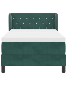 Letto a molle con materasso Verde scuro 90 x 200 cm Velluto