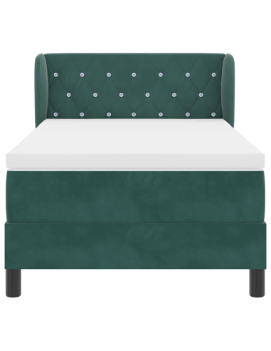Letto a molle con materasso Verde scuro 90 x 200 cm Velluto