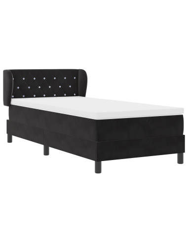 Letto a molle con materasso Nero 100 x 200 cm Velluto