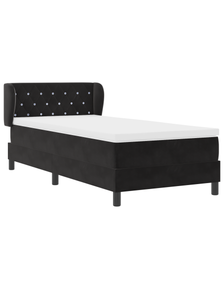 Letto a molle con materasso Nero 100 x 200 cm Velluto