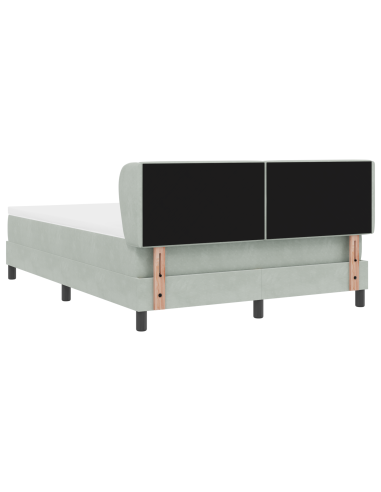 Letto a molle con materasso Grigio chiaro 140 x 190 cm Velluto