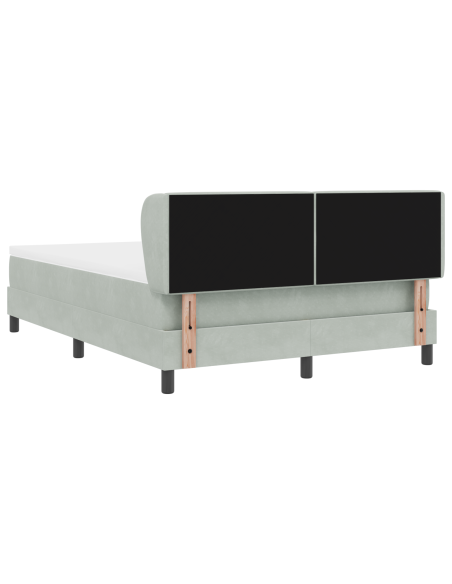 Letto a molle con materasso Grigio chiaro 140 x 190 cm Velluto