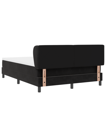 Letto Box Spring con Materasso Nero 140x190 cm Velluto