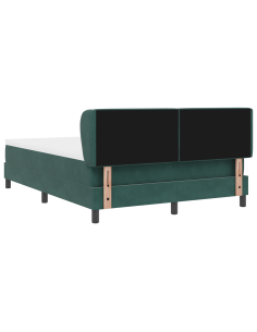 Letto a molle con materasso Verde scuro 140 x 190 cm Velluto