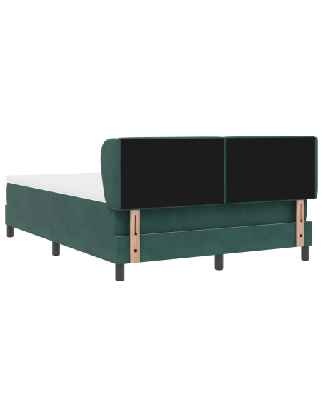 Letto a molle con materasso Verde scuro 140 x 190 cm Velluto