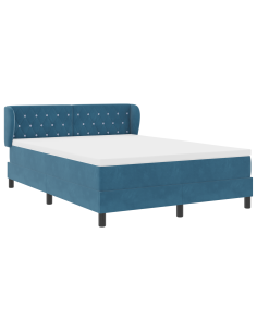 Letto a molle con materasso Blu scuro 140 x 190 cm Velluto