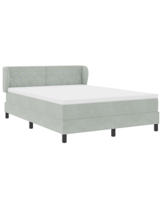 Letto a molle con materasso Grigio chiaro 140 x 200 cm Velluto