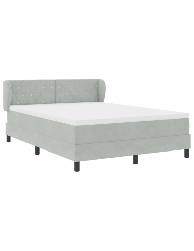 Letto a molle con materasso Grigio chiaro 140 x 200 cm Velluto