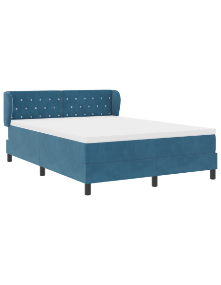 Letto a molle vitaXL con materasso Blu scuro 140x200 cm Velluto